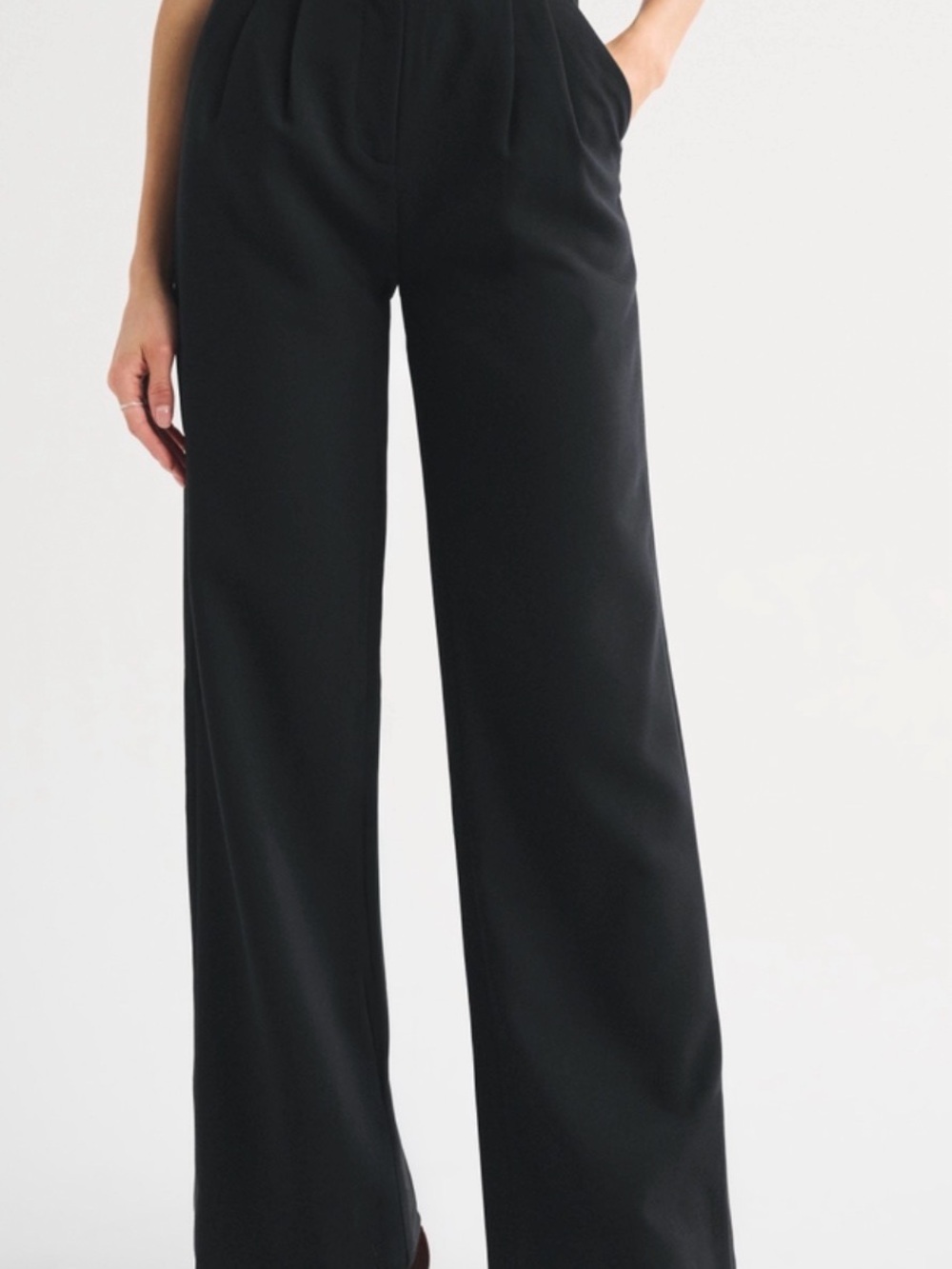 Abercrombie & Fitch Black High-Rise Wide-Leg Trousers